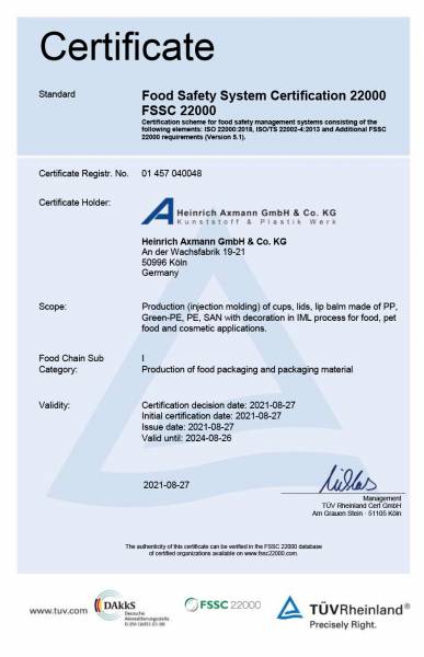 Food Safety System Certificate